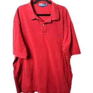 Polo Ralph Lauren Mens Size 3XLT Red Blue Pony Banded Short Sleeve 3 Button Polo